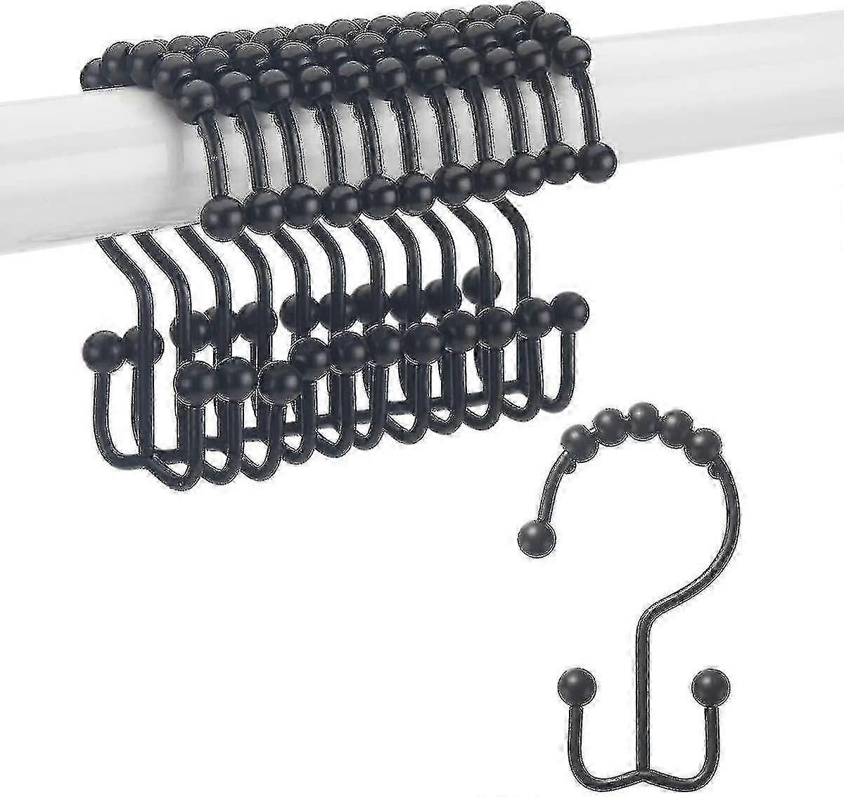 Bathroom Rust-proof Mountain-shaped Ball Shower Curtain Sliding Hook Ring (black)