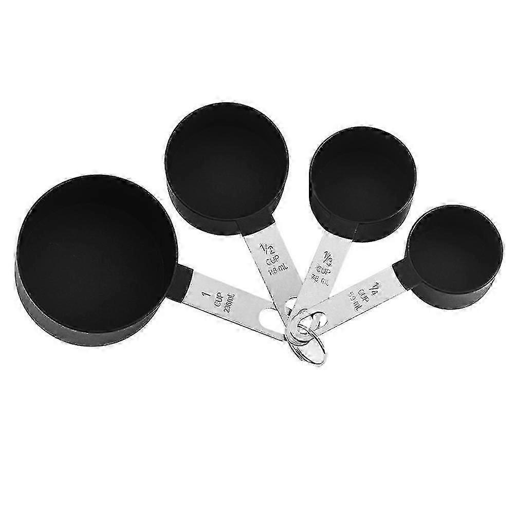 Stackable Stainless Steel Handle Measuring Cups For Measuring Dry And Liquid Ingredient-black