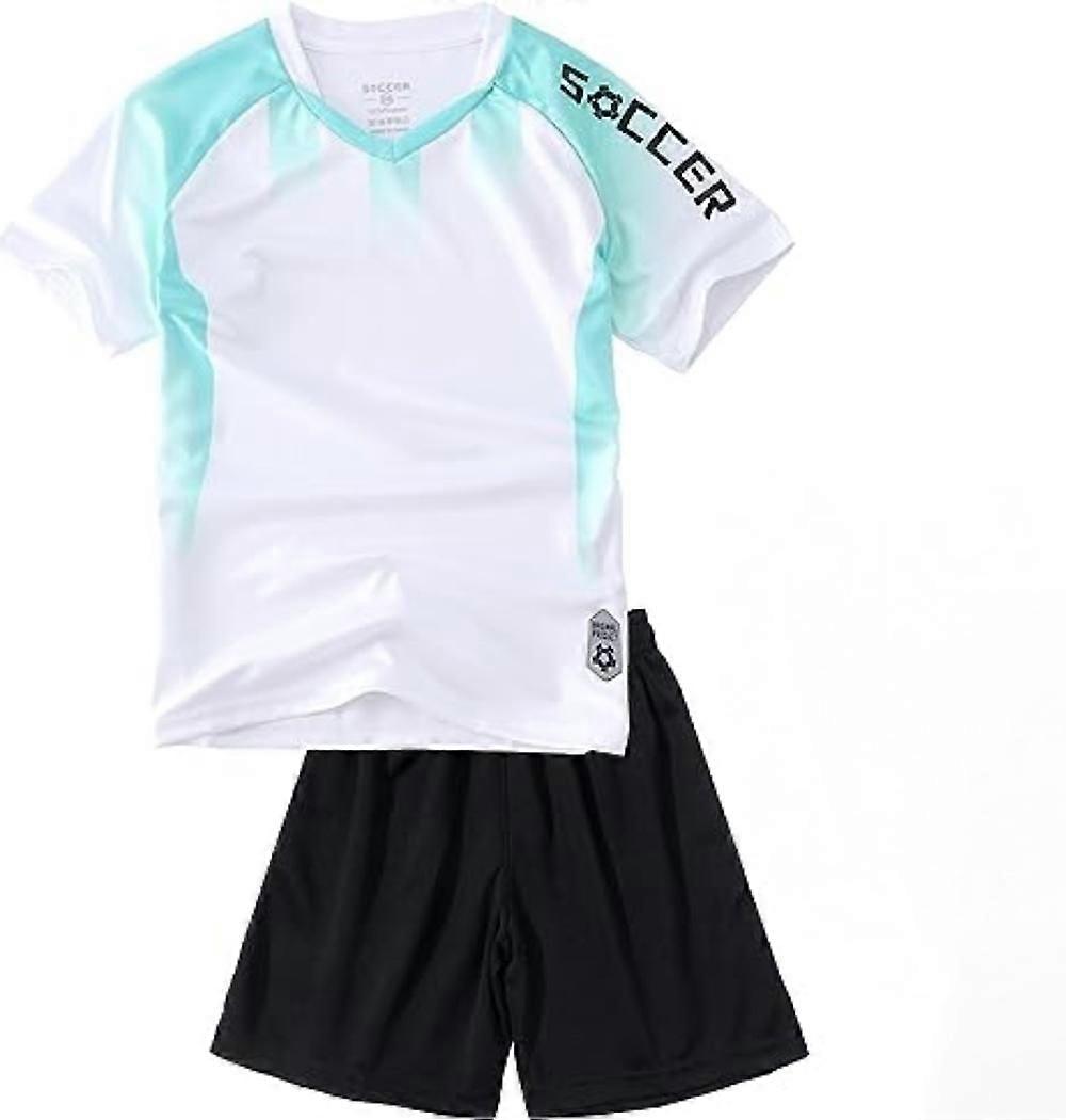 Kids Soccer Jersey Set with Socks for Boys Girls Uniform Athletic Jersey Sportswear Kit Sports Uniform SportsT-Shirt Fans for Youth(White,2XS)