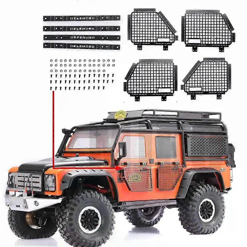 4pcs Metal Folding Car Window Protective Window Guard Net Guardrai Net for 1/10 Remote Control Crawler Car Which, No Kno