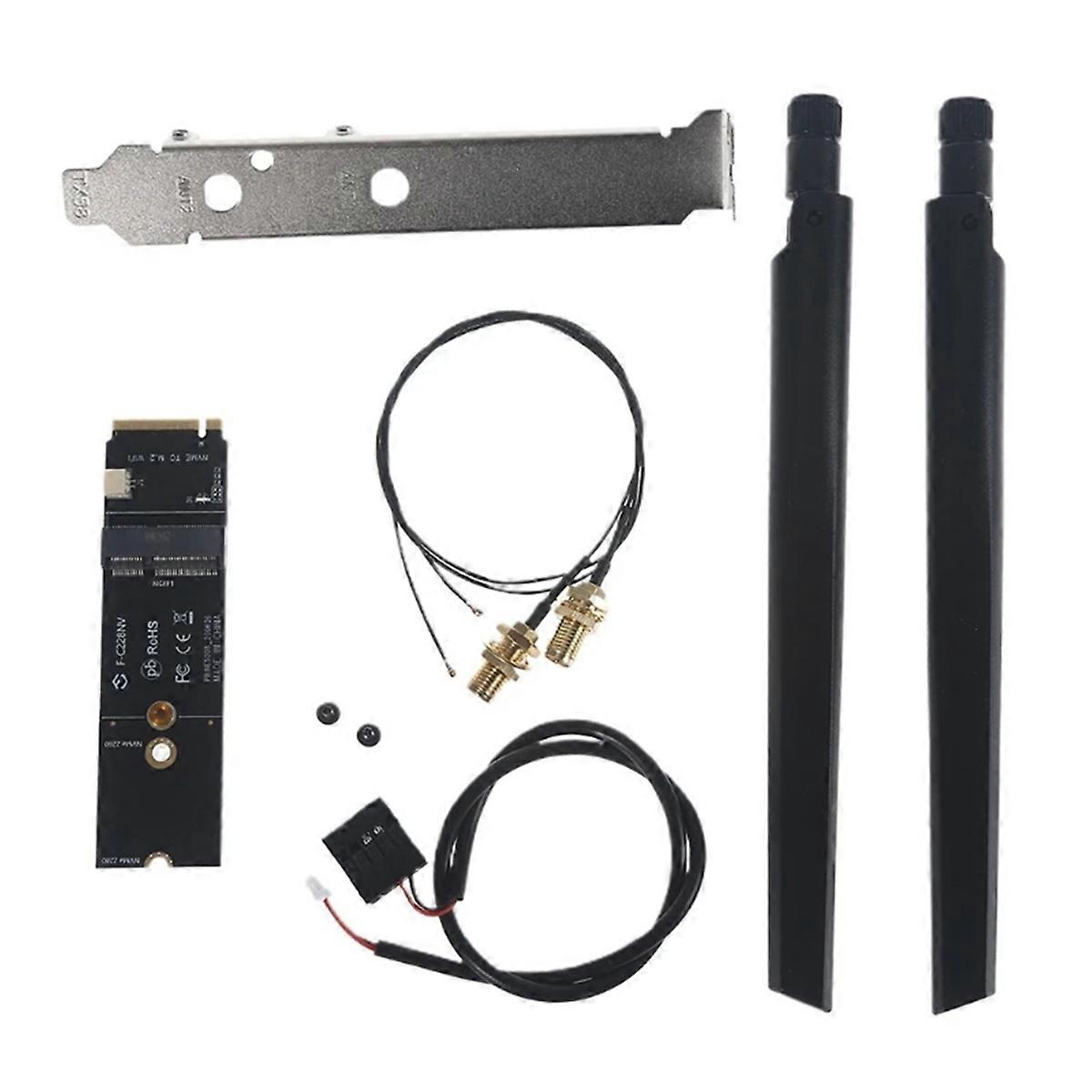 M.2 to Nvme Wifi Card NGFF M.2 A+E Key to NVMe PCI Express SSD Port Converter Adapter F-for AX200 AX210 8265 7260AC Card