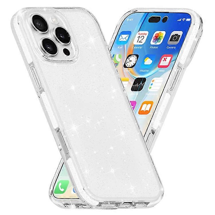 Compatible For iPhone 16 Pro Max Glitter Case PC Back TPU+TPE Frame Bling Sparkle Shockproof Cover