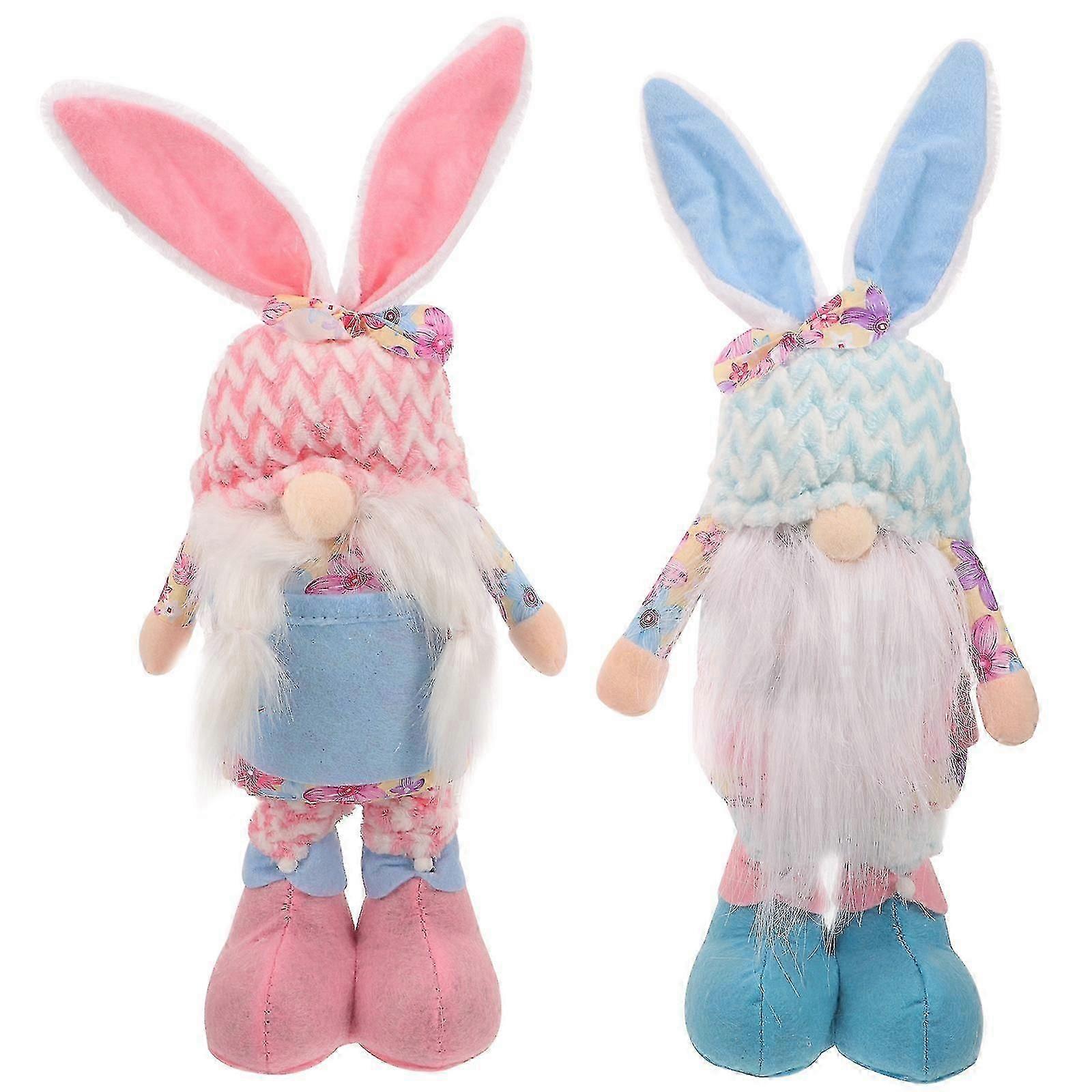 2pcs Easter Bunny Gnomes Easter Decors Telescopic Easter Gnomes Easter Bunny Gnome Ornaments