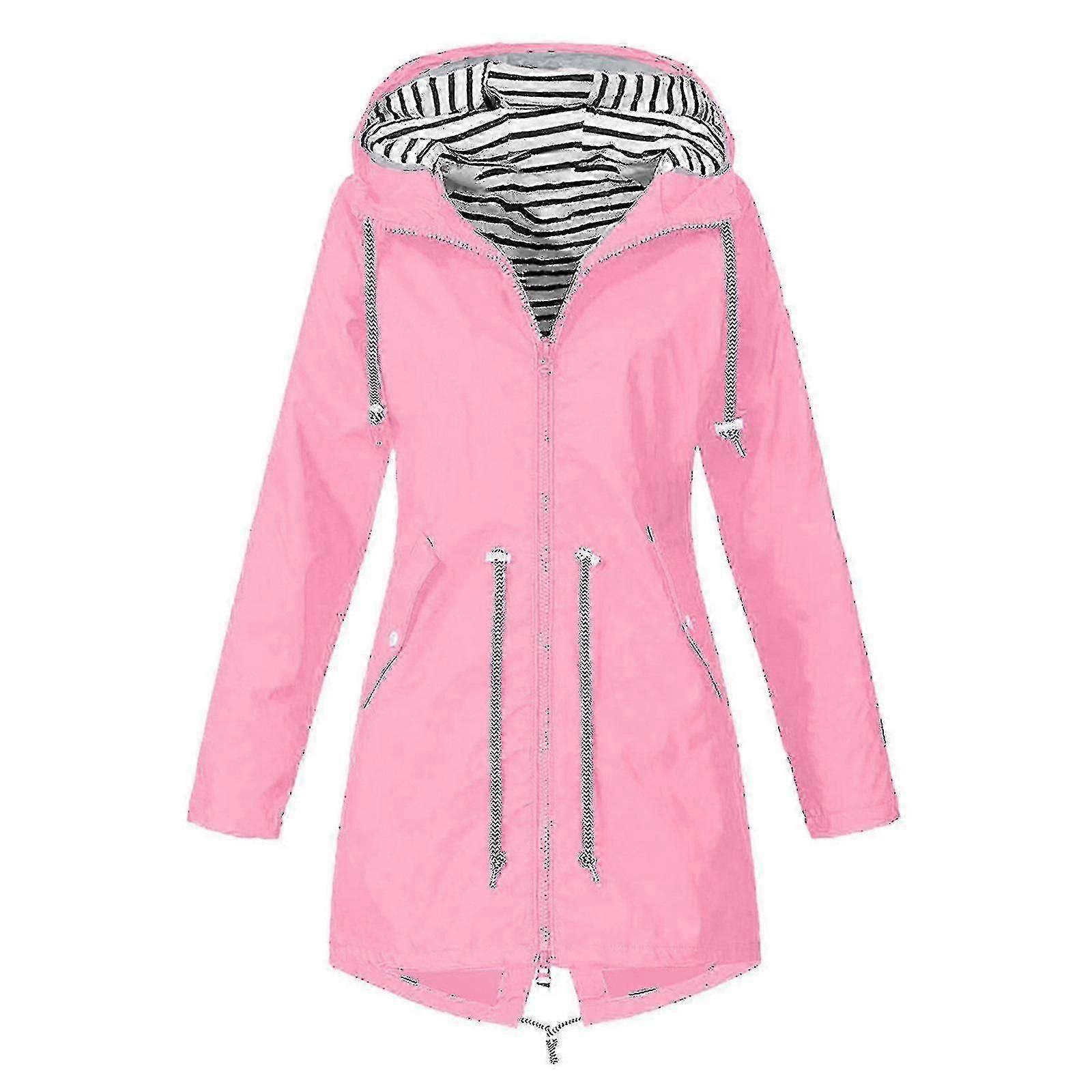 בנוסף גודל מעילי גשם נשים עמיד למים מעילי גשם ארוכים עם ברדס מרופד מעיל רוח מעיל נסיעות מעילים בחוץ ברדס