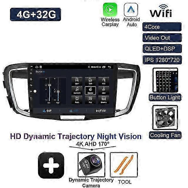 Android 12 For Honda Accord 9 2.4L 2.0L 2012 - 2018 WiFi Car Radio Touch Screen 10'' Multimedia Player GPS Navigation Bluetooth