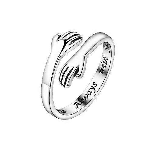 יצירתי צבע כסף חיבוק זוג טבעת לנשים אני אוהב U לנצח מתכווננת טבעות פתוחות רטרו תכשיטים פשוטים מתנה