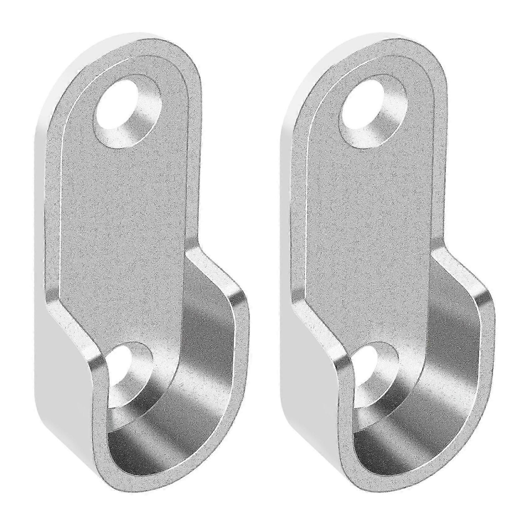 Oval Wardrobe Hanging Rail Rod End Bracket Silver Tone Pair