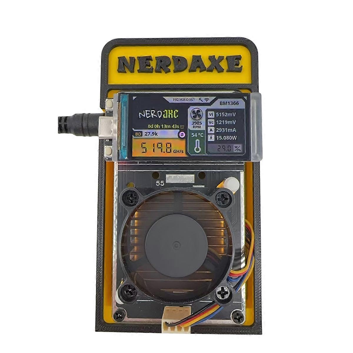 NerdAxe Solo Lottery BTC Miner 500Gh/S BM1366 ASIC Chip NerdMiner Miner Lottery Miner 3D Printed Bracket UK PLUG