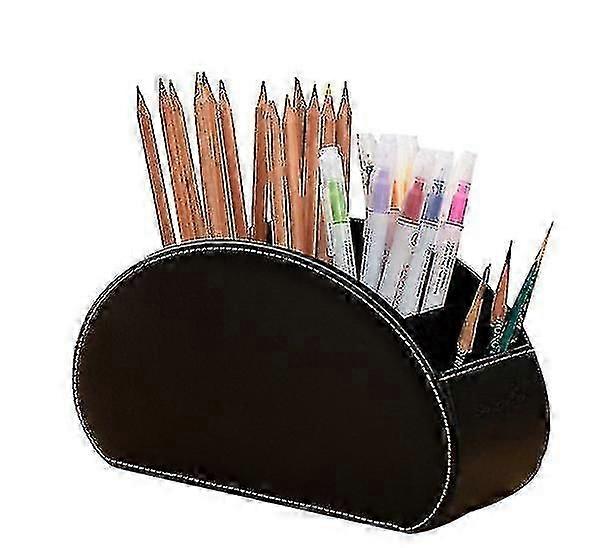 Remote Control Holder Organizer Leather Box Multi-Functional Office Storage (Black)