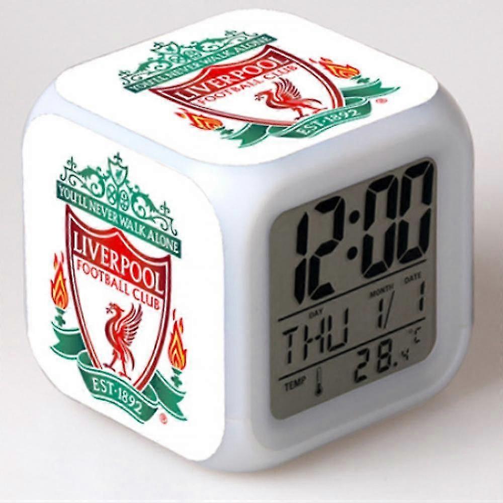 SSRGV Football League Colorful Alarm Clock, LED Digital Color Changing Square Alarm Clock, Creative Alarm Clock Giveaway Gift (shape L)