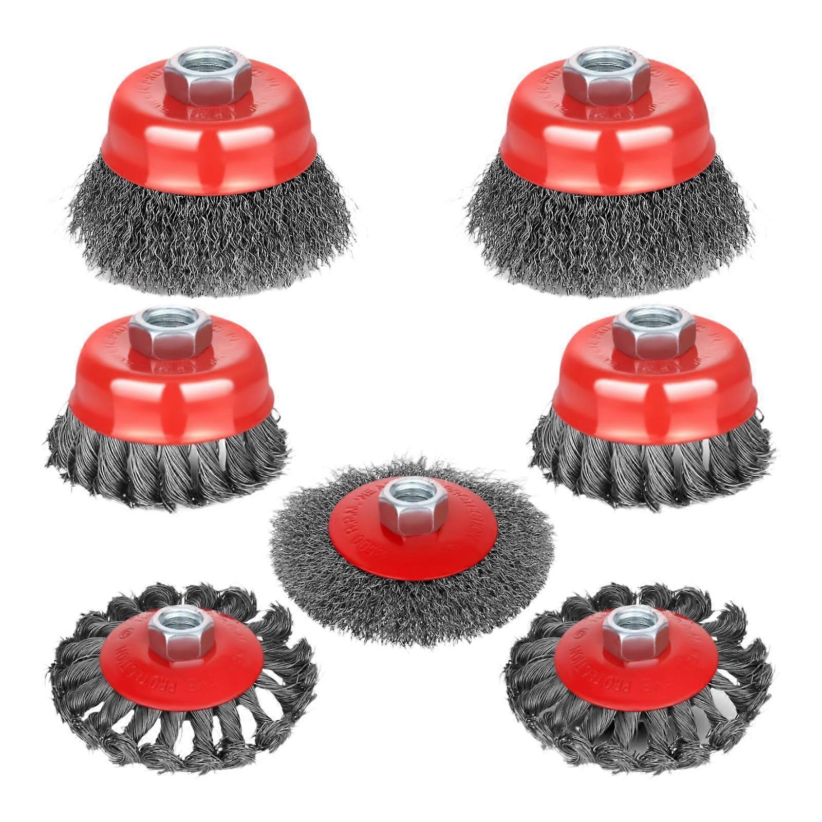 7 Pieces Wire Wheel Brush Kit Fits Angle Grinder Multifunctional Replacement