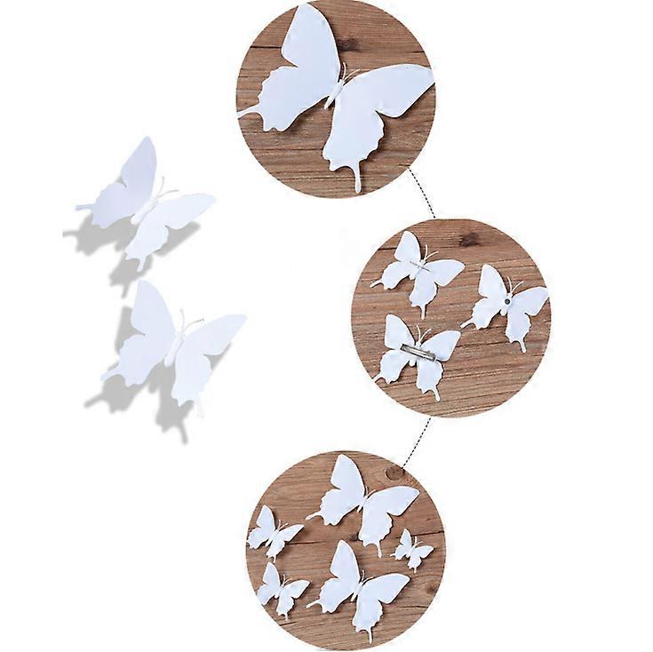 Butterflies in 3D style in WHITE, 12 pieces, wall decoration with adhesive dots for fixing