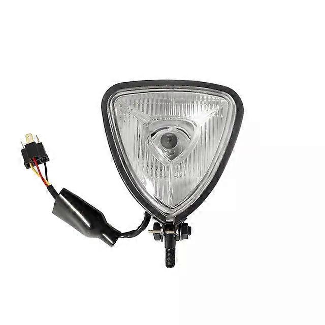 Cafe Racer Retro Motorcycle Triangle Headlight Clear Yellow Lens H4 12V 55W/60W Headlamp Waterproof compatible for Bobber Chopper Custom
