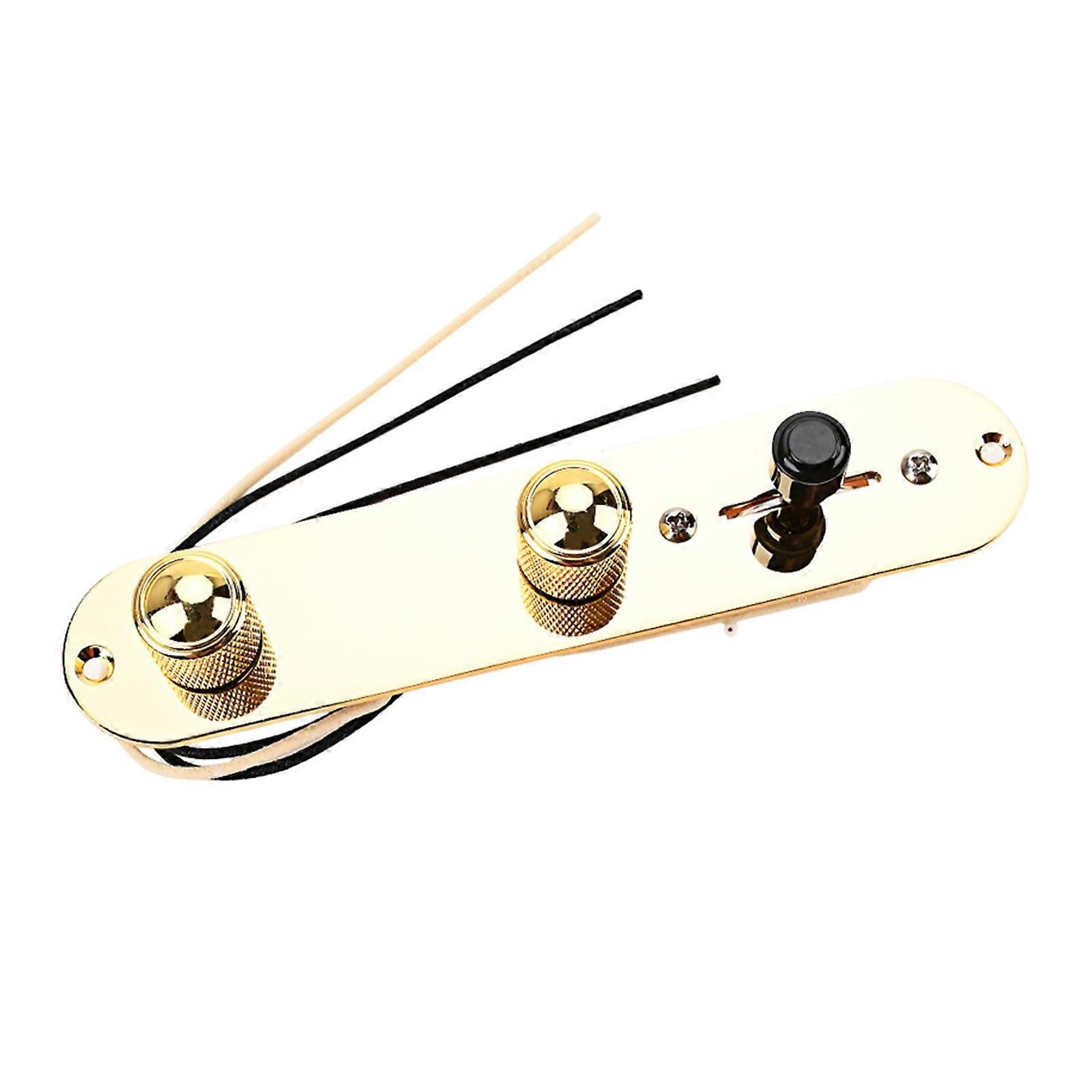 Guitar Control Plate Set Mounting Plate Prewired 3 Way Loaded Switch Wiring Harness Knobs with Mounting Screws Ferrules Golden