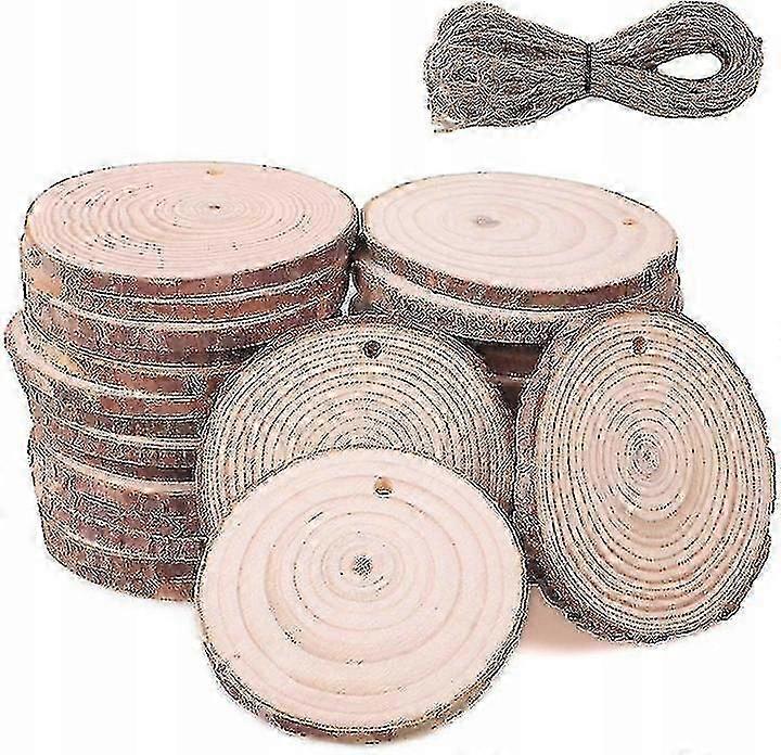 Slices Of Wood 30 Pieces Wood Slices 10 Cm With Hole And Jute Rope Of 10 Meters Slices Of Natural Wood Slices Wooden Deco Tree For Crafts For Wedding