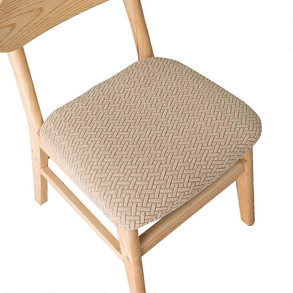 Cadeira de Jantar de Veludo para Capa de Assento Xadrez Jacquard Almofada Sólida Capa de Almofada Protec Cor Areia