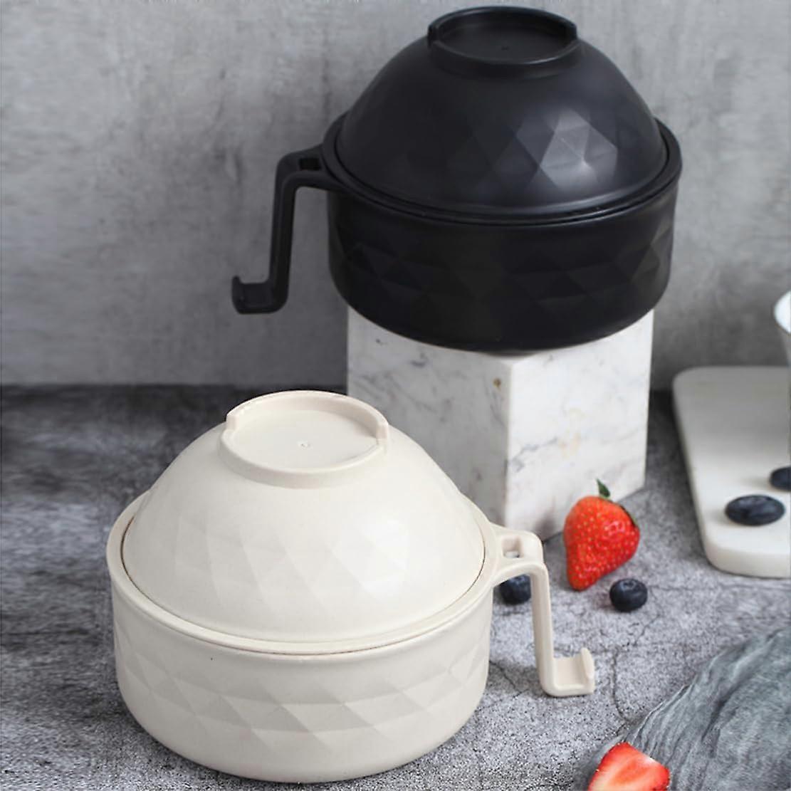 2 Set Ramen Bowl for Dorm in Black-Beige
