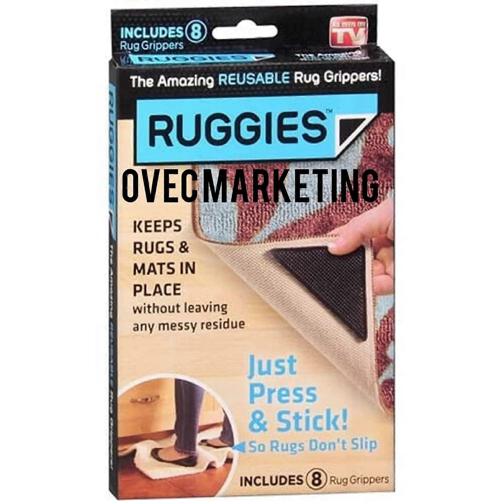 8 Pack Rug Grippers Reusable Non-Slip Strong Adhesive for Hardwood Floor Area Rugs