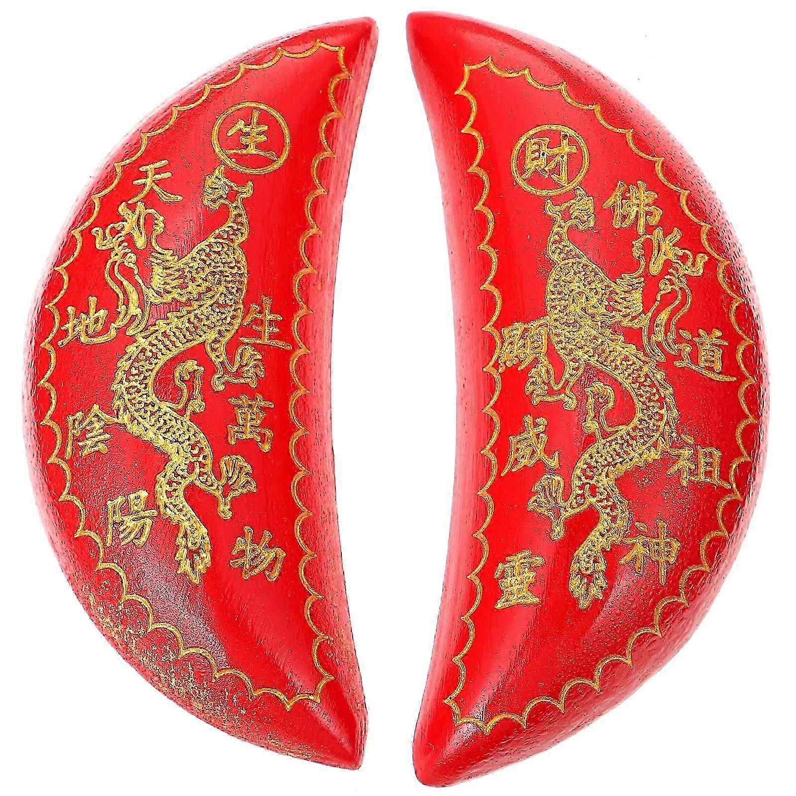 Moon Ornament Chinese Feng Shui Decor Divination Tools Rustic Holy Cups Dowsing Tool Feng Shui Holy