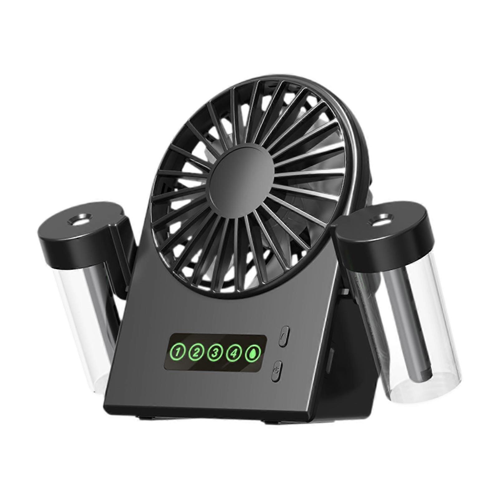 Compact Personal Fan with Misting Function, Water Reservoir, Portable Design for Home and Travel, Black Color