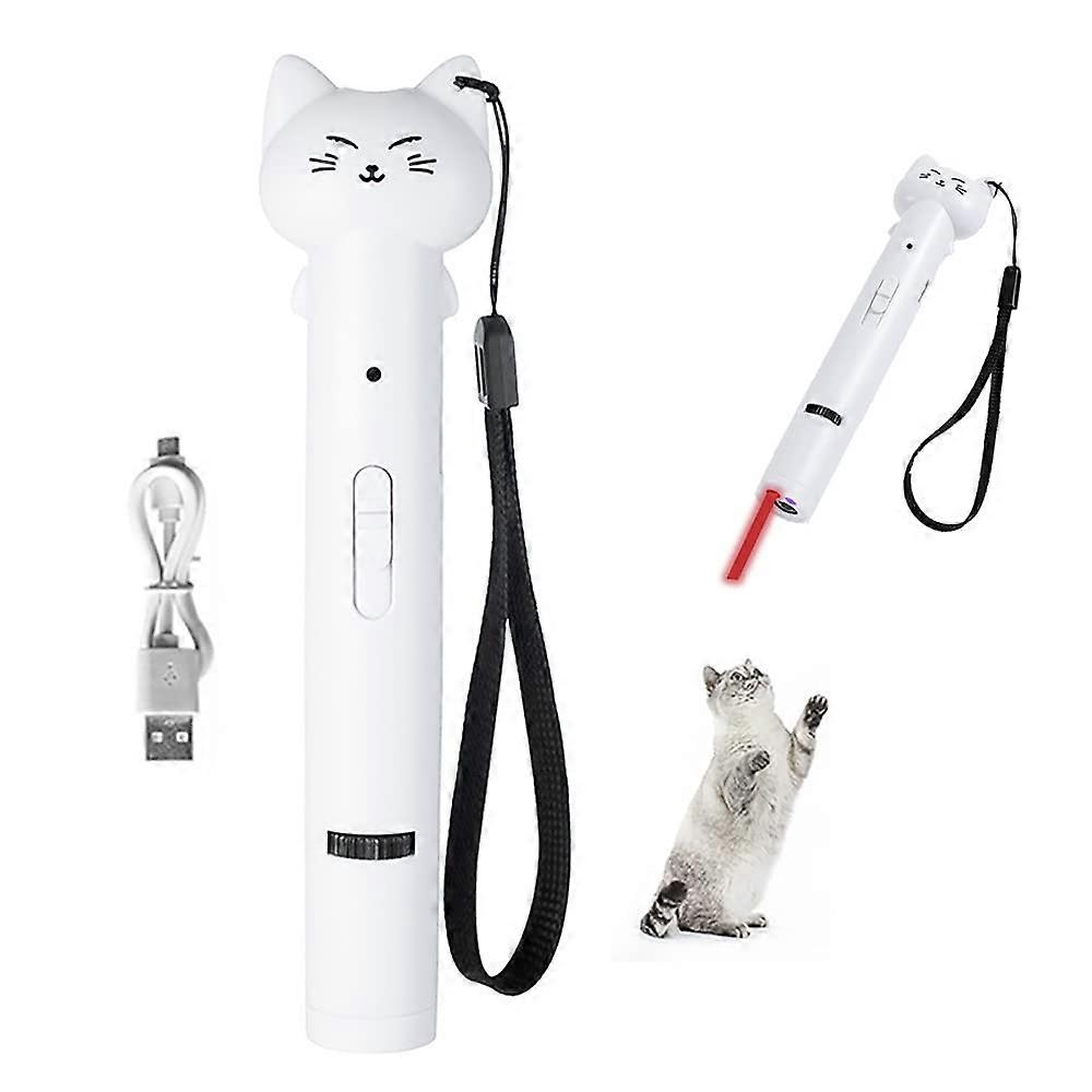 Interactive Laser Pointer Cat Toy for Cats and Dogs, Rechargeable Red Light, White Color Training Tool