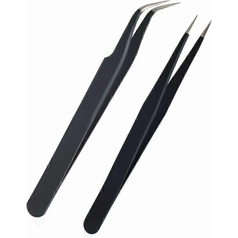 2 x øjenvipper i rustfrit stål pincet (sort)