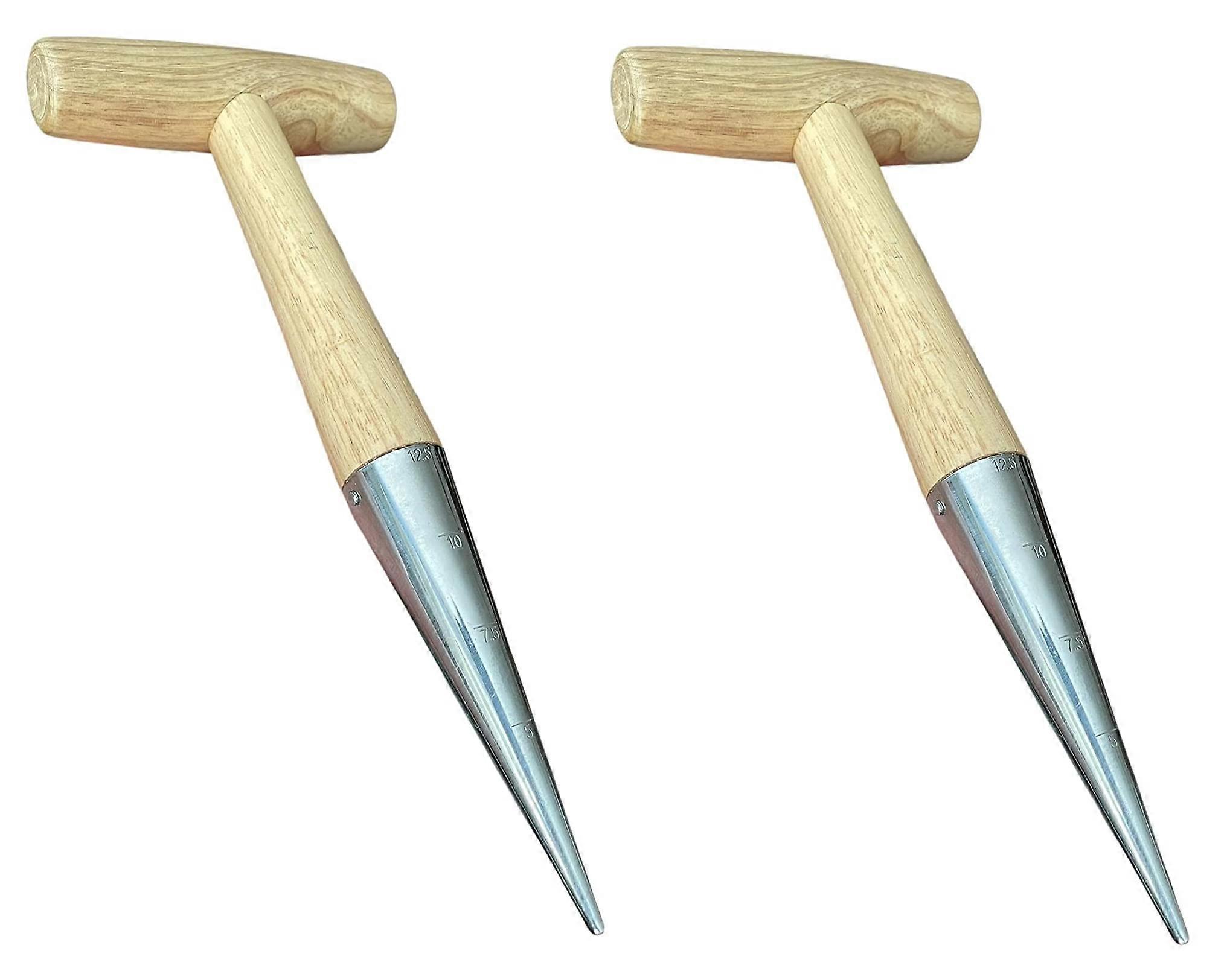 Garden Guru Steel Dibber Planter Tool for Planting Seeds Bulbs High Carbon Steel Comfortable Wood Handle