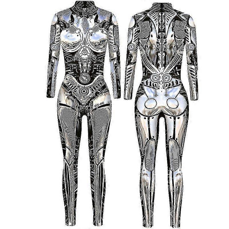 Robot Punk Jumpsuit Catsuit Women Costumes Halloween Bodysuit-r
