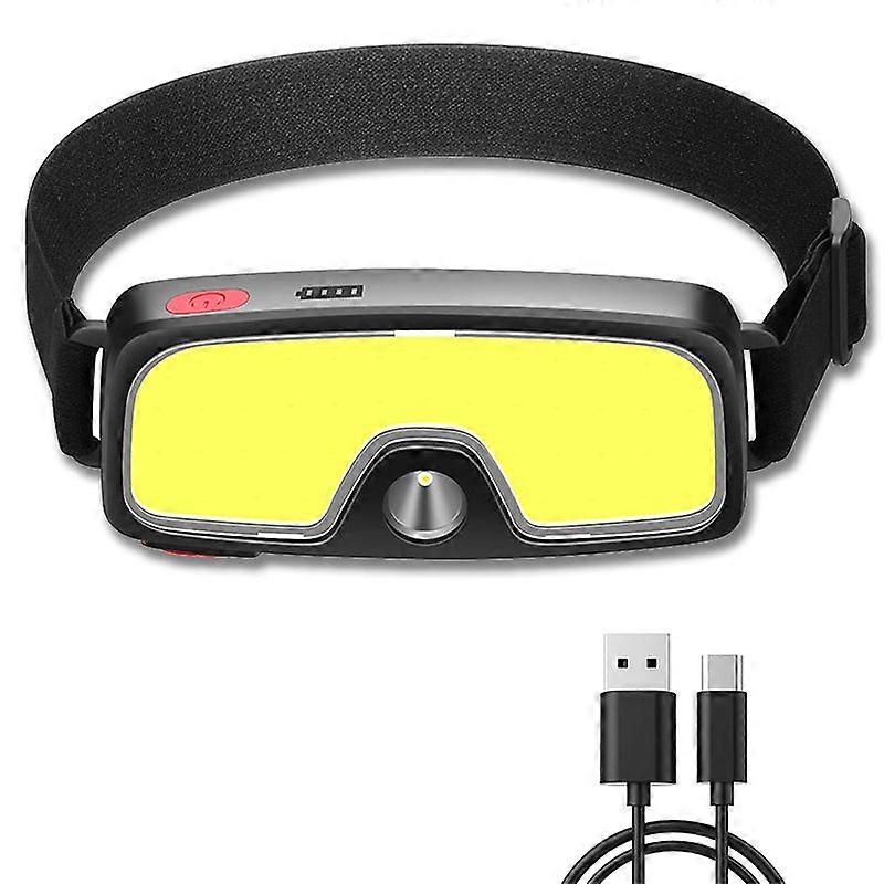 Outdoor Wide Beam Cob Headlights Portable Led Headlight With 1200mah Built In Battery Usb Rechargeable Head Lamp