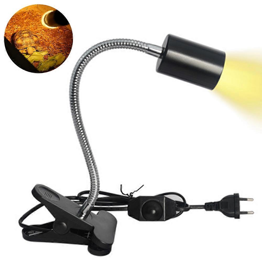 220V Heat Lamp for Reptiles Turtle,clamp Lamp Holder with Halogen Bulb,Heating lamp for Reptile and Amphibian Habitat Basking-EU Plug