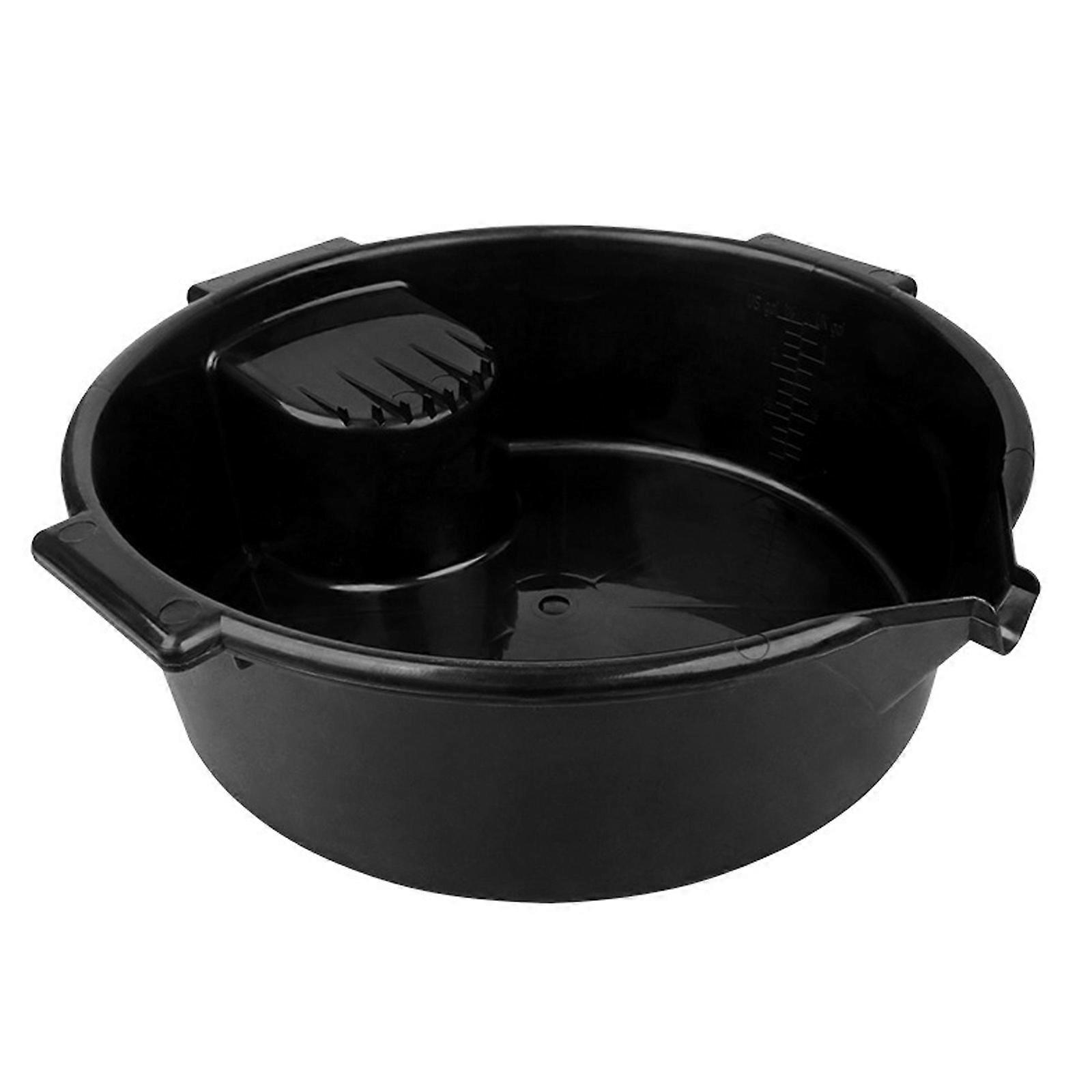 6L Round Oil Drain Pan Oil Collection Tray Oil Collection Container with Handle and Scale Oil Drip Catcher Pan Reusable