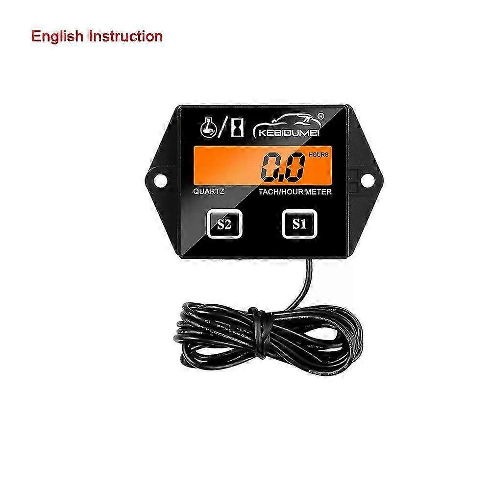 Newest Lcd Digital Engine Tach Hour Meter Tachometer Gauge Inductive Display For Motorcycle Motor Stroke Engine Marine Car Boat