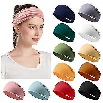Confezione da 12 fasce elastiche per capelli da donna, per allenamento, corsa, turbante, antiscivolo, antisudore, yoga, per ragazze.