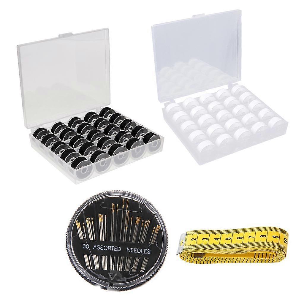 50 Pieces black and white Polyester Sewing Machine Thread and Bobbins with