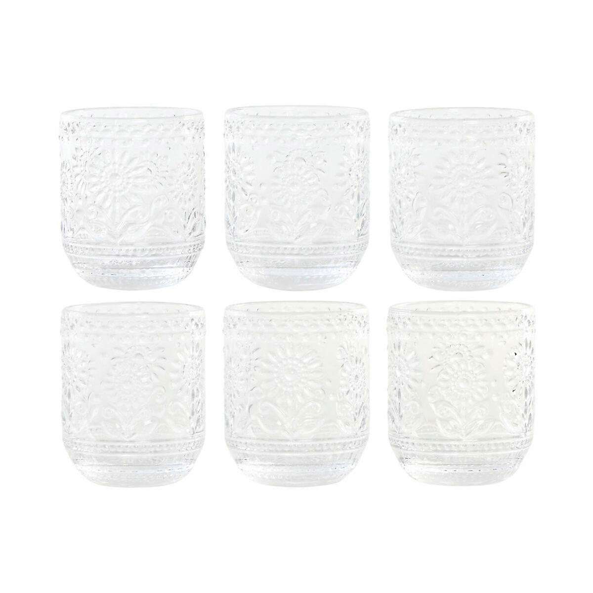 Set of glasses Home ESPRIT Transparent Crystal With relief 360 ml (6 Units)