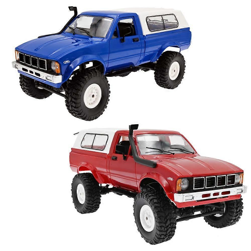 RC Rock Crawler WPL C24 1/16 Blue/Red Remote Control Truck, 2.4GHz 4x4 LED Lights RTR All-Terrain