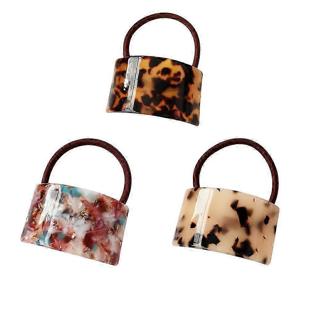 3 ks Leopardí gumičky do vlasů, Shell culík Manžety Elastické kravaty do vlasů