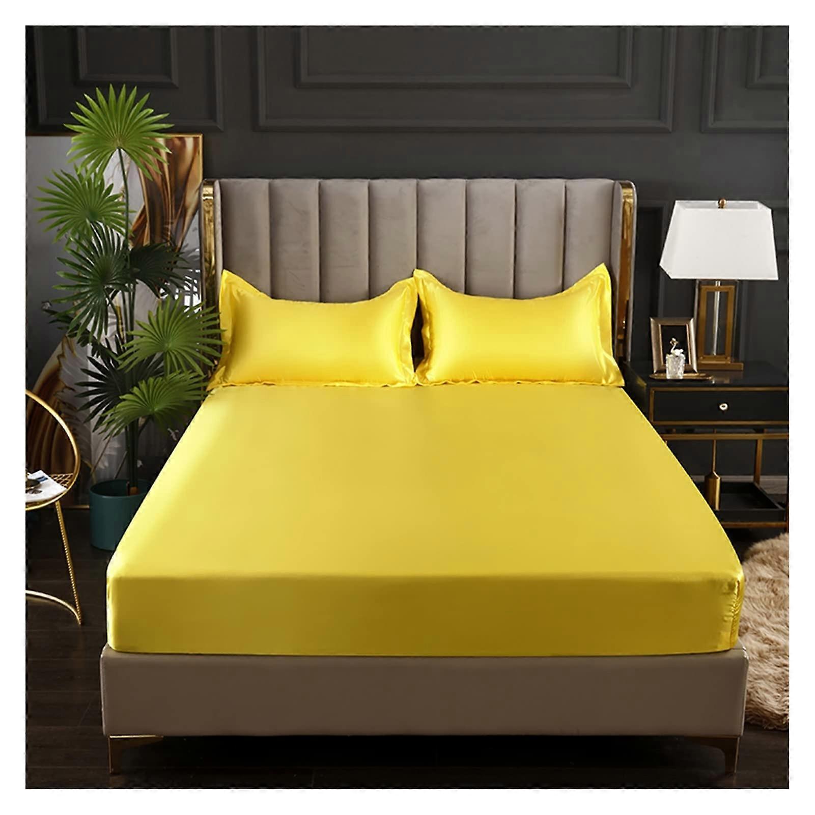 Satin fitted sheet, plain, viscose, band, elastic kingsize, 200x200, 200x220