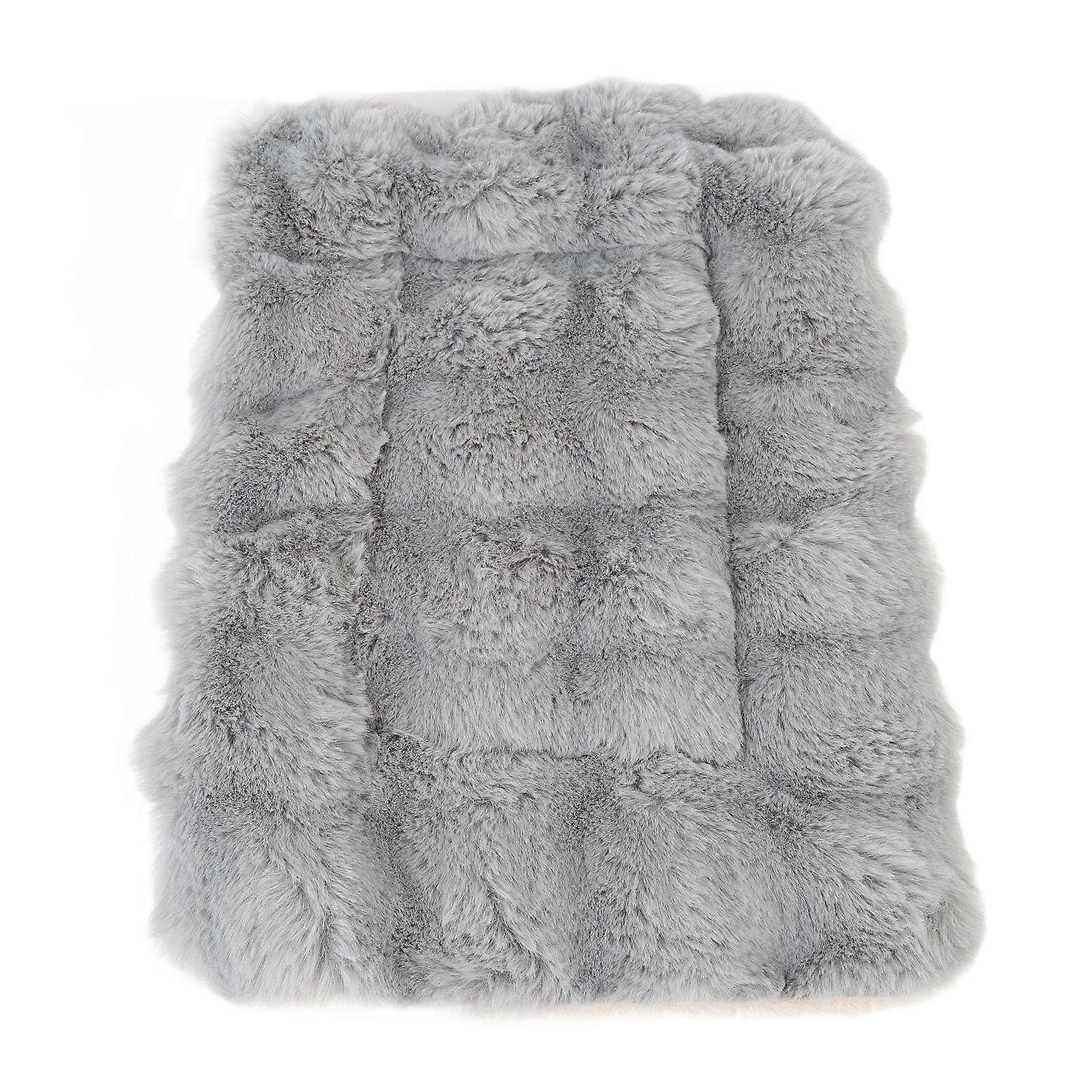 Fluffy Pet Bed Mat Ultra Soft Comfort Keep Warm Plush Dog Kennel Mat Bed Pad for Dogs Cats S: 34x49cm 