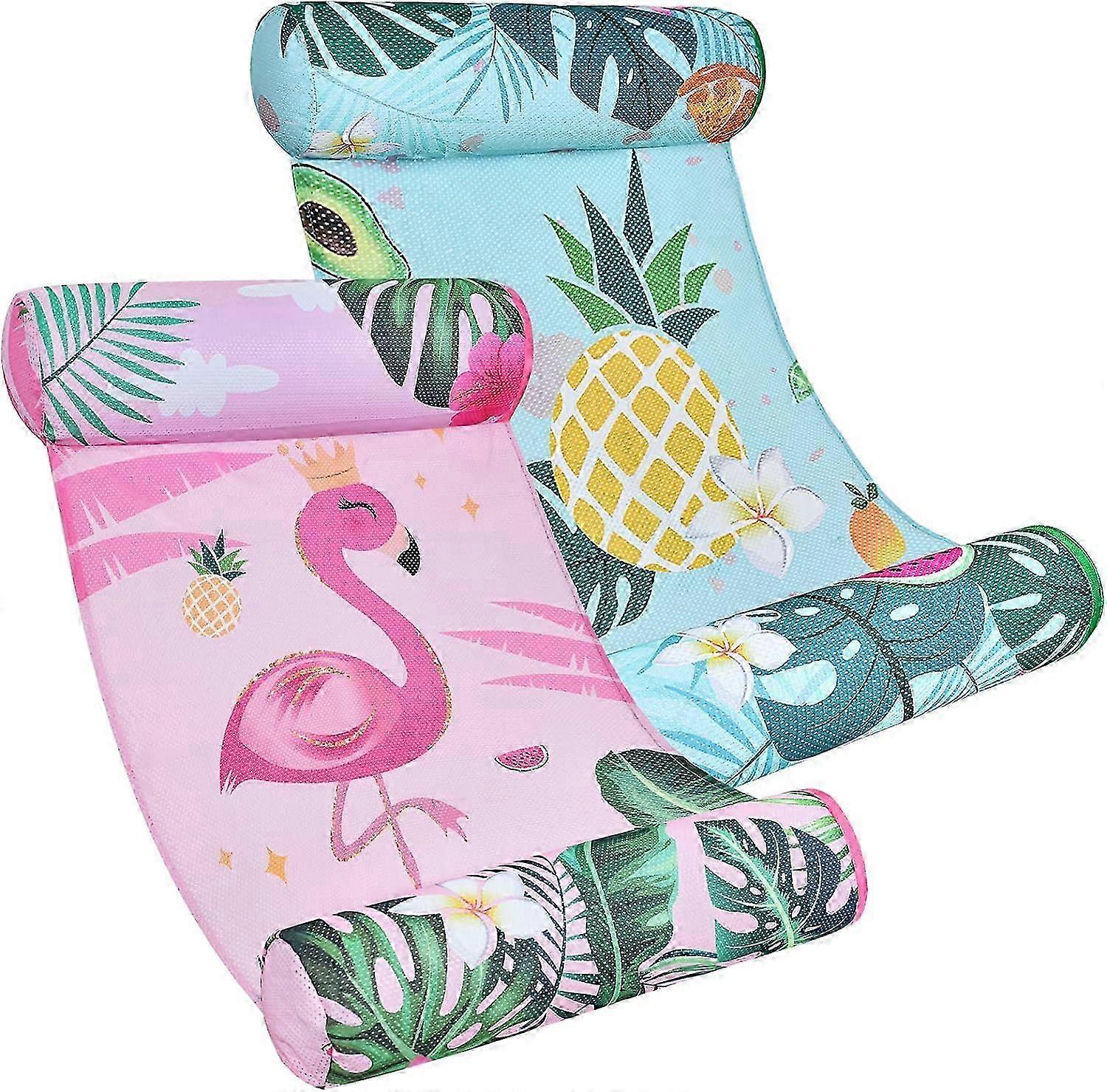 Tropical Style Pool Package - 2 Inflatable Pool Float Hammocks Suitable for Flamingo Design Floating Chairs