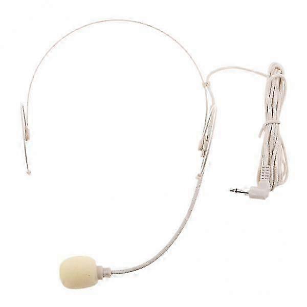 5xDual Ear Hook Wired Headset Headworn Microphone Beige 3.5mm Right Angle