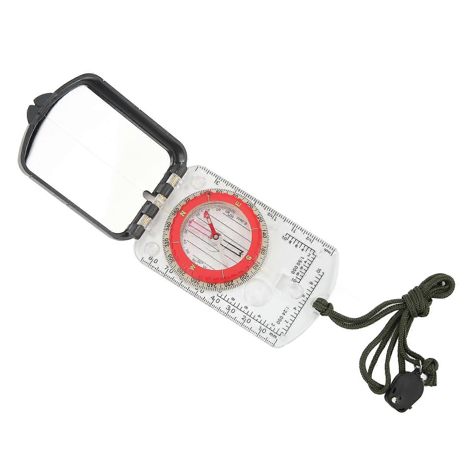 Pocket Compass Multifuntional Compass with Ruler, Gradiometer, Magnifying Glass, and LED Lamp for Outdoor Use