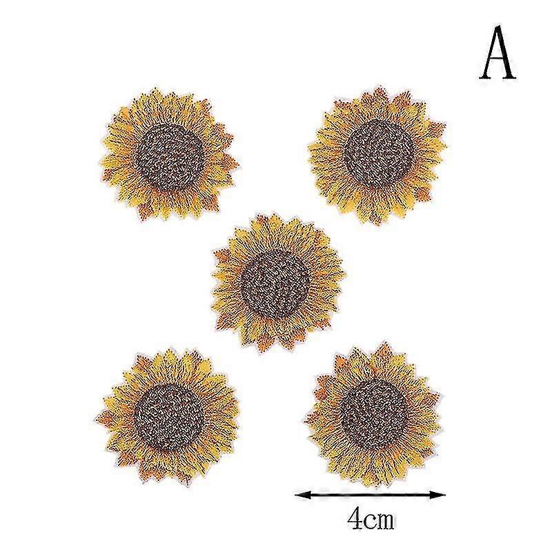 5pcs Sonnenblume bestickt Patch Nähen / Bügeln auf DIY Handwerk Kleidung Applikation 4cm