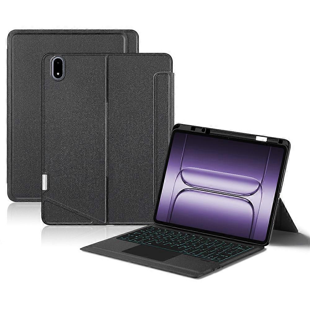 Compatible For OnePlus Pad 2 Pro Leather Case + Bluetooth-Compatible Keyboard with Backlight Trackpad