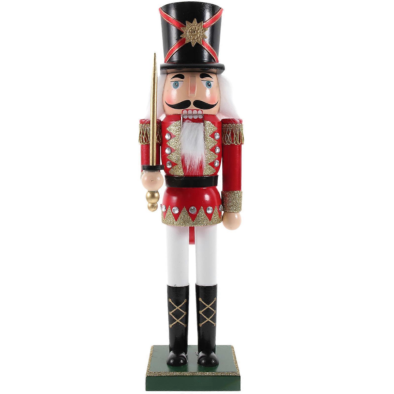 Wood Nutcracker Craft Nutcracker Figure Statue present For Christmas Indoor Decoration 1Set