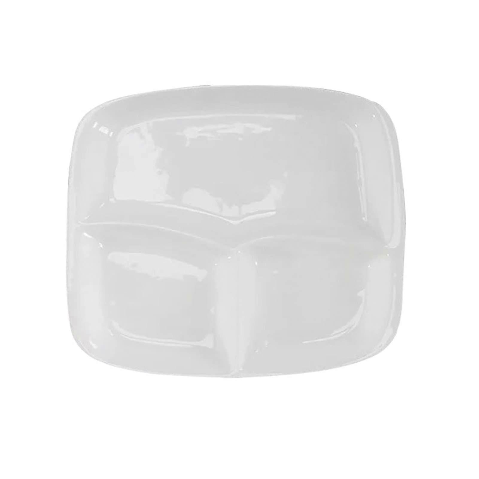 Portion Control Plate Set, 3-Piece Ceramic Separating Tableware, 10.8" Japanese Style Breakfast Plate, White Salad Bowl