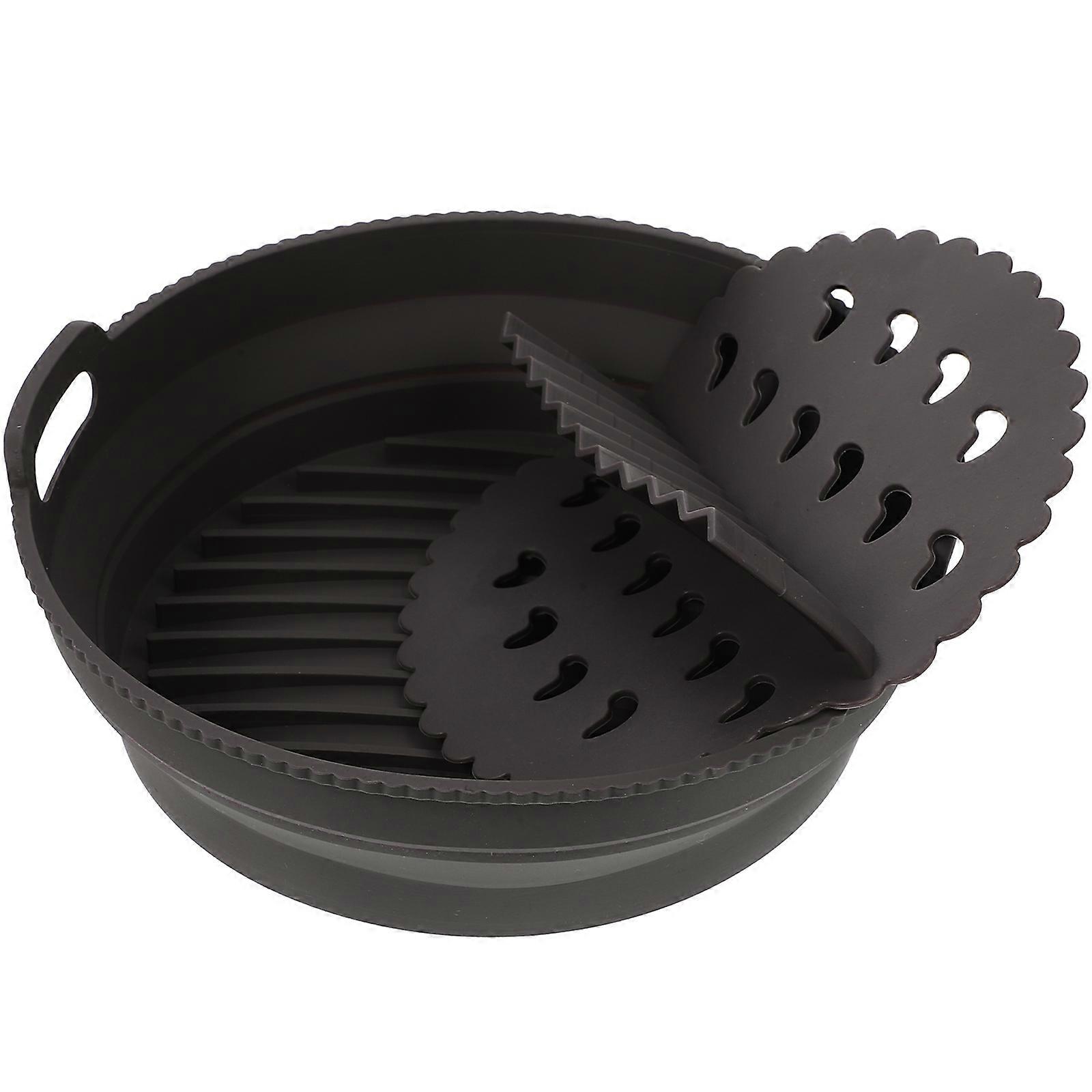 Silicone Baking Tray Liners Foldable Reusable For Grey Separate Food Prolong Air Fryer Life 16.50X16.50X5.00cm 1 Set