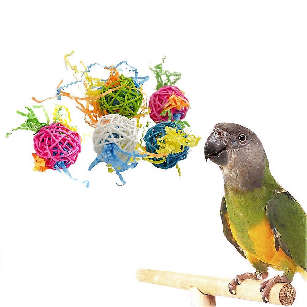 Foraging Toys For Parrots Rattan Chew Toy Entertainment Birds Assorted Color 5x5x5cm Clean Teeth 5Pcs