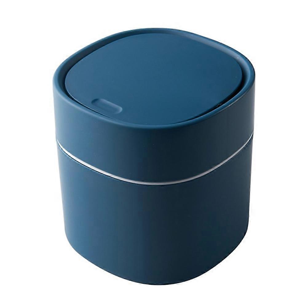 Mini Desktop Garbage Can with Press Top Lid – Compact Trash Bin for Home, Office, Kitchen, Bathroom, Bedroom, and Laundry Room Use – Blue