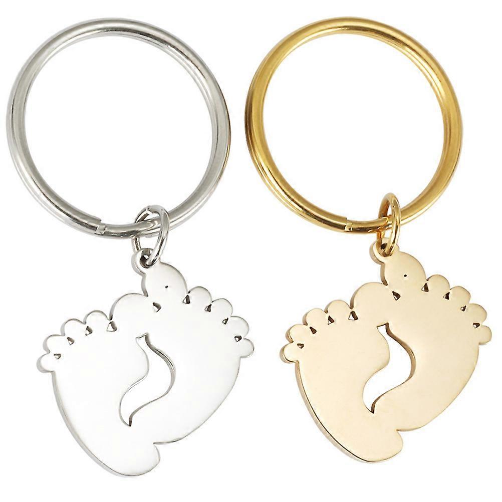 2pcs Footprint Keychain Unique Key Ring Accessories for Friends Commemorative Ornament Easy Installation